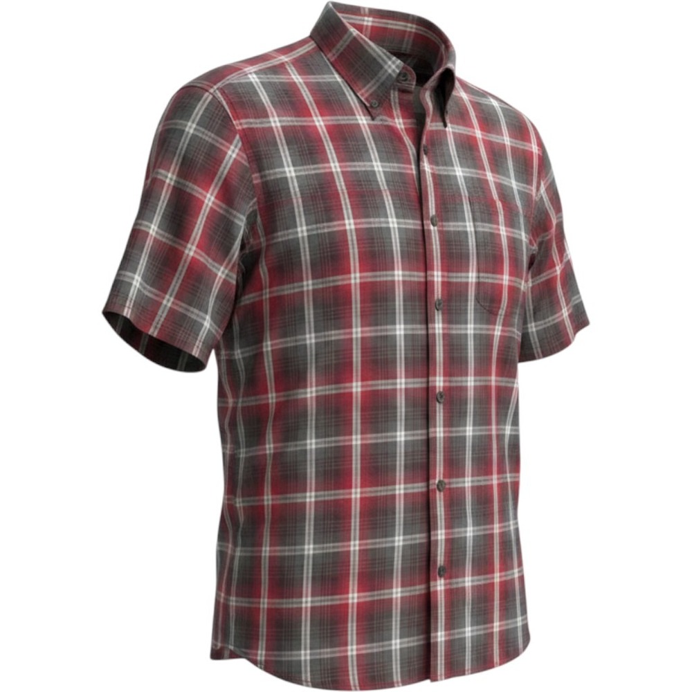 Eddie Bauer Men's Short Sleeve Button Down Shirt 2XL Red Plaid Hiking Outdoor